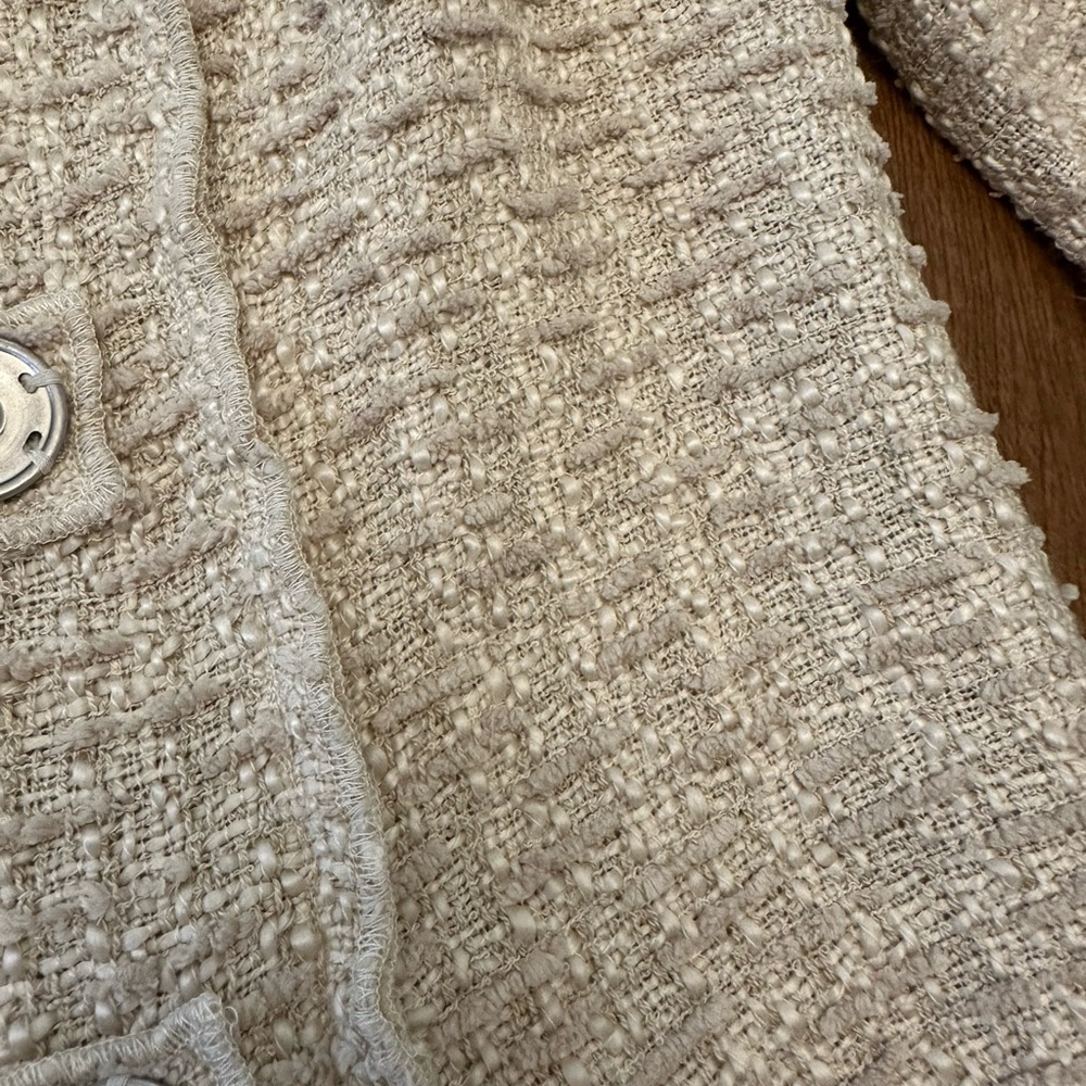 CAbi Jacket Women’s Medium Cream Textured Knit Blazer Snap Buttons - Picture 2 of 11